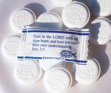 Candy-Scripture Peppermint Disks (Sugar Free) (25 POUND BOX/4125 PIECES)