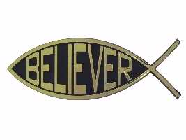 Auto Decal-3D Fish/Believer (Gold) (Pack of 6) (Pkg-6)