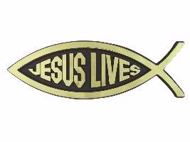 Auto Decal-3D Jesus Lives/Large Fish (Gold) (Pack of 6) (Pkg-6)