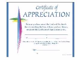 Certificate-Appreciation-Service To The Lord (Pack of 6) (Pkg-6)