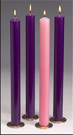 Candle-Advent Set-51% Beeswax-1-1/2" X 16"-3 Purple/1Pink (Pkg-4)
