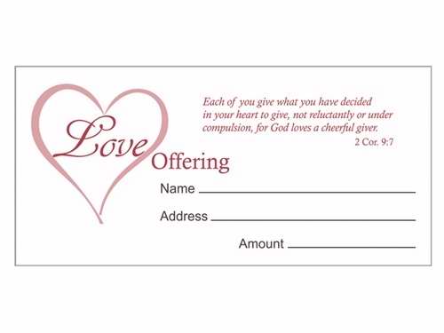 Offering Envelope-Love Offering (2 Cor 9:7) (Pack Of 100) (Pkg-100)