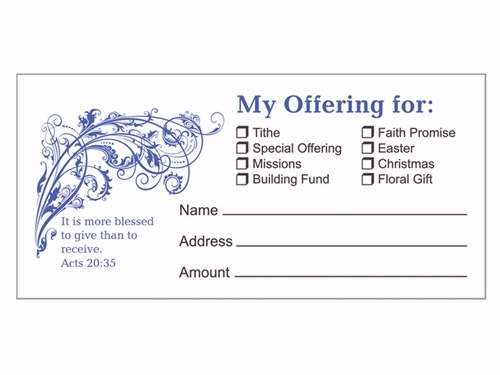 Offering Envelope-Blessed To Give (Acts 20:35) (Pack Of 100) (Pkg-100)