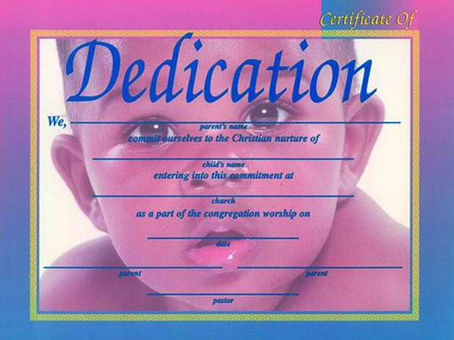 Certificate-Dedication-Baby (African-American) (4 Color) (8-1/2" x 11") (Pack of 6) (Pkg-6)