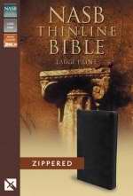 NASB Thinline Bible/Large Print-Black Bonded Leather w/Zipper