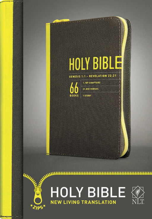 NLT2 Zips Bible-Canvas Cover W/Yellow Zipper