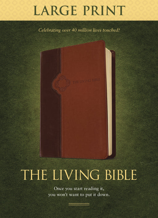 TLB Living Bible/Large Print-Brown/Tan TuTone