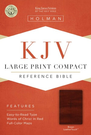 KJV Large Prt Compact Bible-Brn LeatherTouch (Jun)