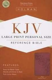 KJV Large Prt Personal Sz Reference Bible-Pnk Leat