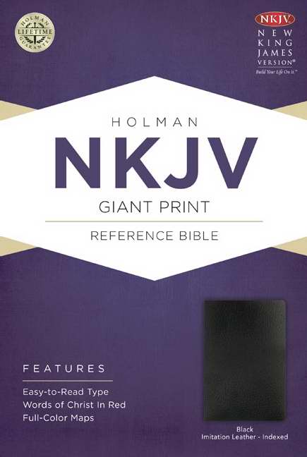 NKJV Giant Print Reference Bible-Black Imitation Leather Indexed
