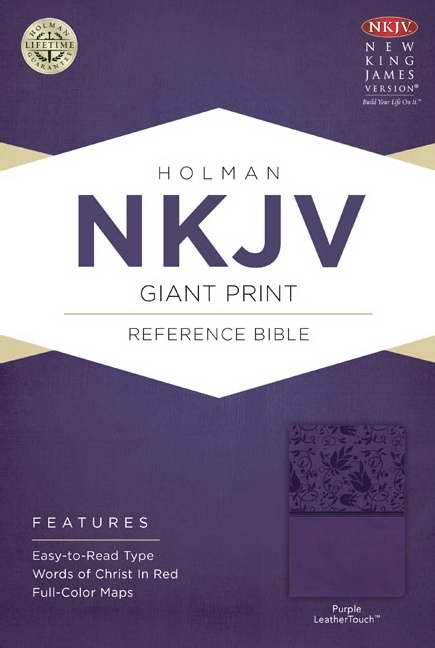 NKJV Giant Print Reference Bible-Purple LeatherTouch