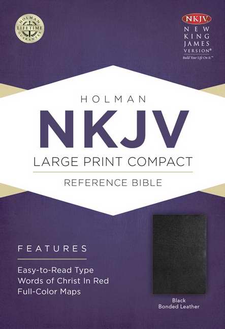 NKJV Large Print Compact Reference Bible-Black Bonded Leather