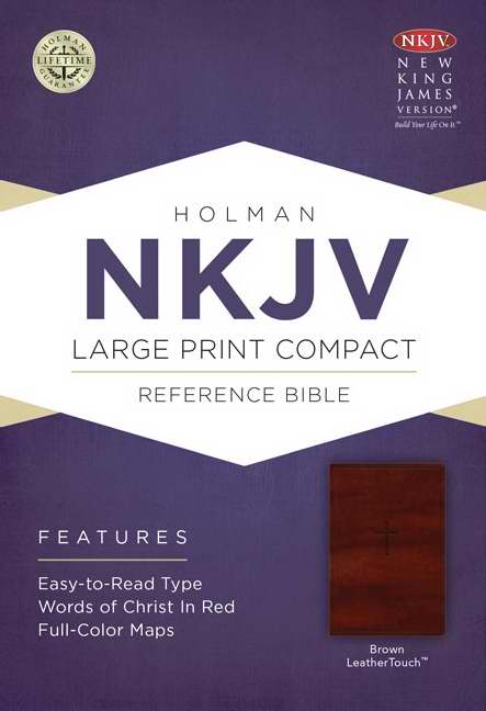 NKJV Large Print Compact Reference Bible-Brown LeatherTouch