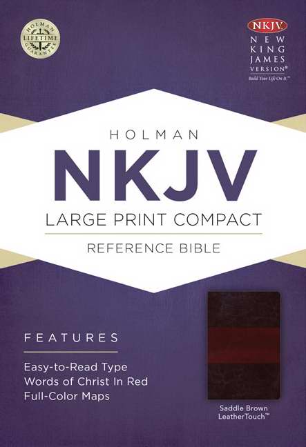 NKJV Large Print Compact Reference Bible-Saddle Brown LeatherTouch