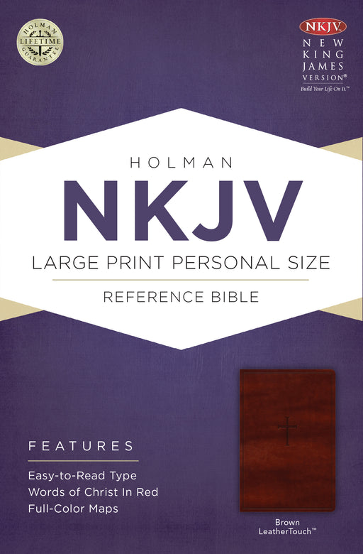 NKJV Large Print Personal Size Reference Bible-Brown LeatherTouch