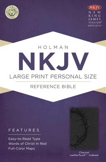 NKJV Large Print Personal Size Reference Bible-Charcoal LeatherTouch Indexed