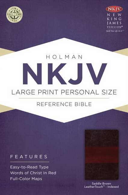 NKJV Large Print Personal Size Reference Bible-Saddle Brown LeatherTouch Indexed