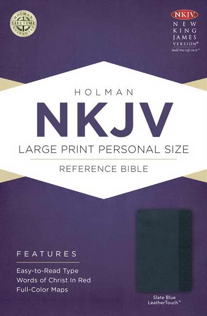 NKJV Large Print Personal Size Reference Bible-Slate Blue LeatherTouch