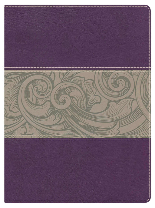 NKJV Holman Study Bible (Full Color)-Eggplant/Tan LeatherTouch