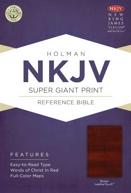 NKJV Super Giant Print Reference Bible-Brown LeatherTouch