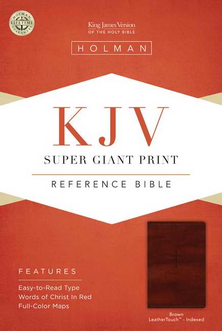 KJV Super Giant Print Reference Bible-Brown LeatherTouch Indexed