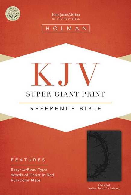 KJV Super Giant Print Reference Bible-Charcoal LeatherTouch Indexed