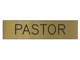 Sign-Pastor's Study-Adhesive Back-Formica-Gold/Black