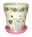 Flower Pot-Trust In The Lord... White/Pink (6 x 6)