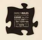 Plaque-Puzzle Piece-Family Rules-Blk (12 x 12)