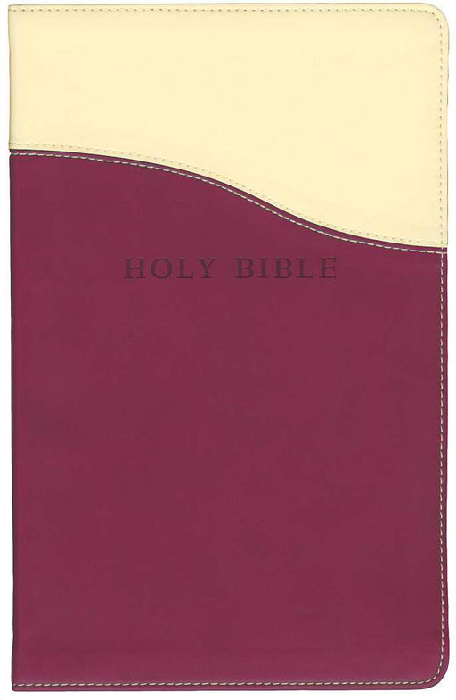 KJV Personal Size Giant Print Reference Bible-Cream/Raspberry Flexisoft