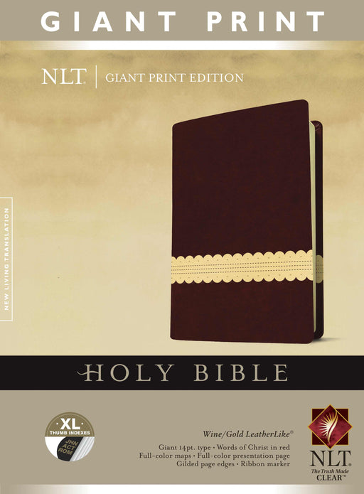 NLT2 Giant Print Bible-Wine/Gold TuTone Indexed
