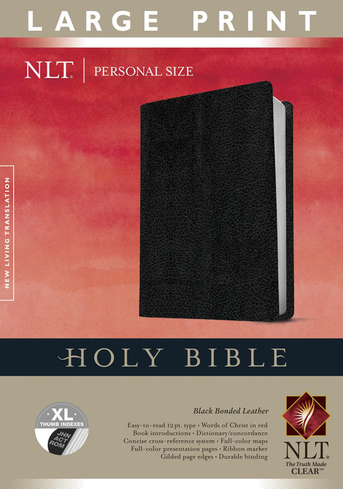 NLT2 Personal Size Large Print Bible-Black Bonded Leather Indexed