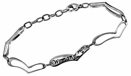 Bracelet-Heart Link-Woman Of God (Prov 31)-(Adjustable)