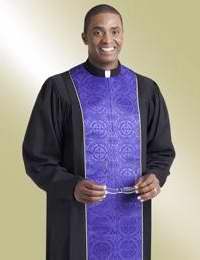 Clergy Robe-Vicar-H206/M525-Black/Purple