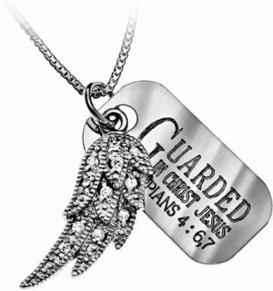 Wing-Guarded In Christ Jesus (Phil 4:6 7) Necklace