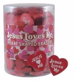 Eraser-Heart Shaped-Jesus Loves Me (Pack of 96) (Pkg-96)