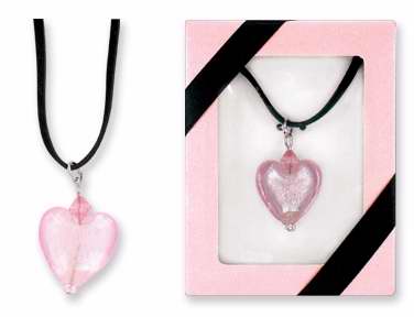 Pendant-Glass Heart-Pink