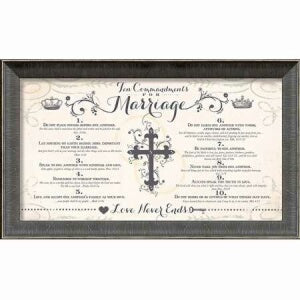 Framed Art-Ten Commandments For Marriage (18" x 10