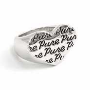 Ring-Purity-Heart w/Pure (Matt. 5:8) (Ladies) (Sz 9)-Rhodium Plated