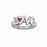 Ring-Love Never Fails w/Red Heart (Ladies) (Sz 5)-Rhodium Plated