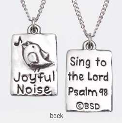 Necklace-Joyful Noise w/Bird-Psalm 98 w/18" Chain (Sterling Silver)