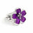Ring-Cross On Flower In Purple Epoxy (Ladies) (Sz 9)-Rhodium Plated
