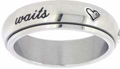 Stainless Cursive-True Love Waits w/Hearts Sp Ring