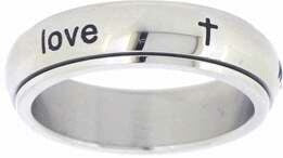 Stainless-True Love Waits w/Crosses Spin-Styl Ring