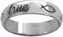 Ring-Cursive-True Love Waits W/Ichthuses-Style 831-(Sterling Silver)-Size 5
