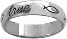 Ring-Cursive-True Love Waits W/Ichthuses-Style 831-(Sterling Silver)-Size 8