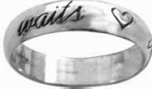 Ring-Cursive-True Love Waits W/Hearts-Style 833-(Sterling Silver)-Size 8