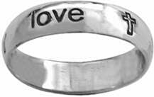 Ring-Cursive-True Love Waits W/Crosses-Style 835-(Sterling Silver)-Size 5