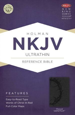NKJV Ultrathin Reference Bible-Charcoal LeatherTou