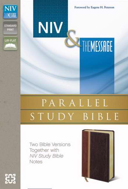 NIV & Message Parallel Study Bible-Dark Caramel/Black Cherry Duo-Tone